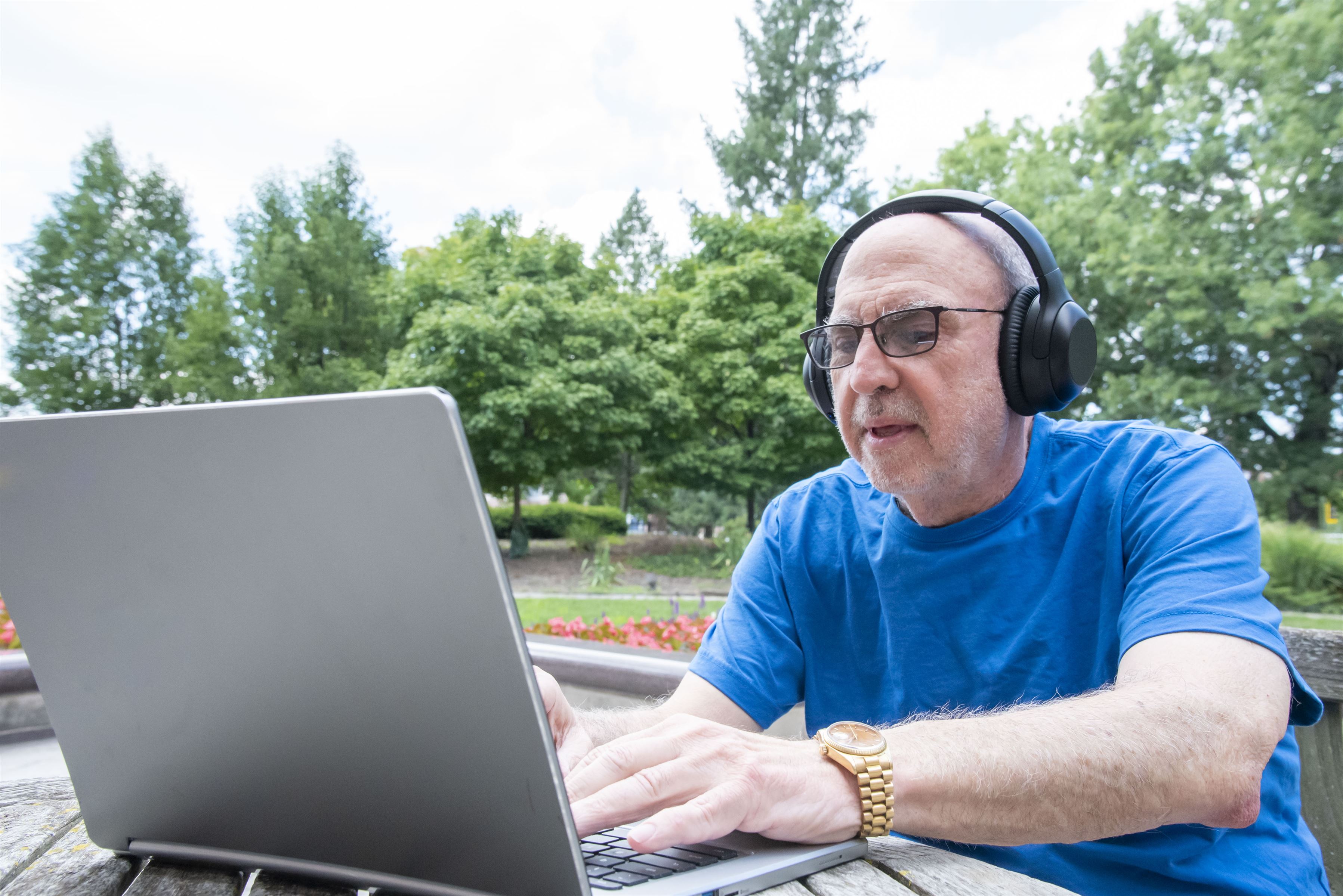 A man wearing headphones